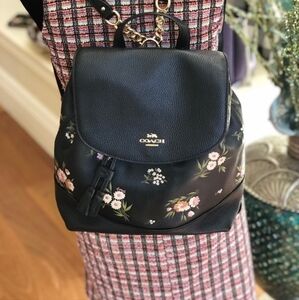 RARE Coach leather floral backpack